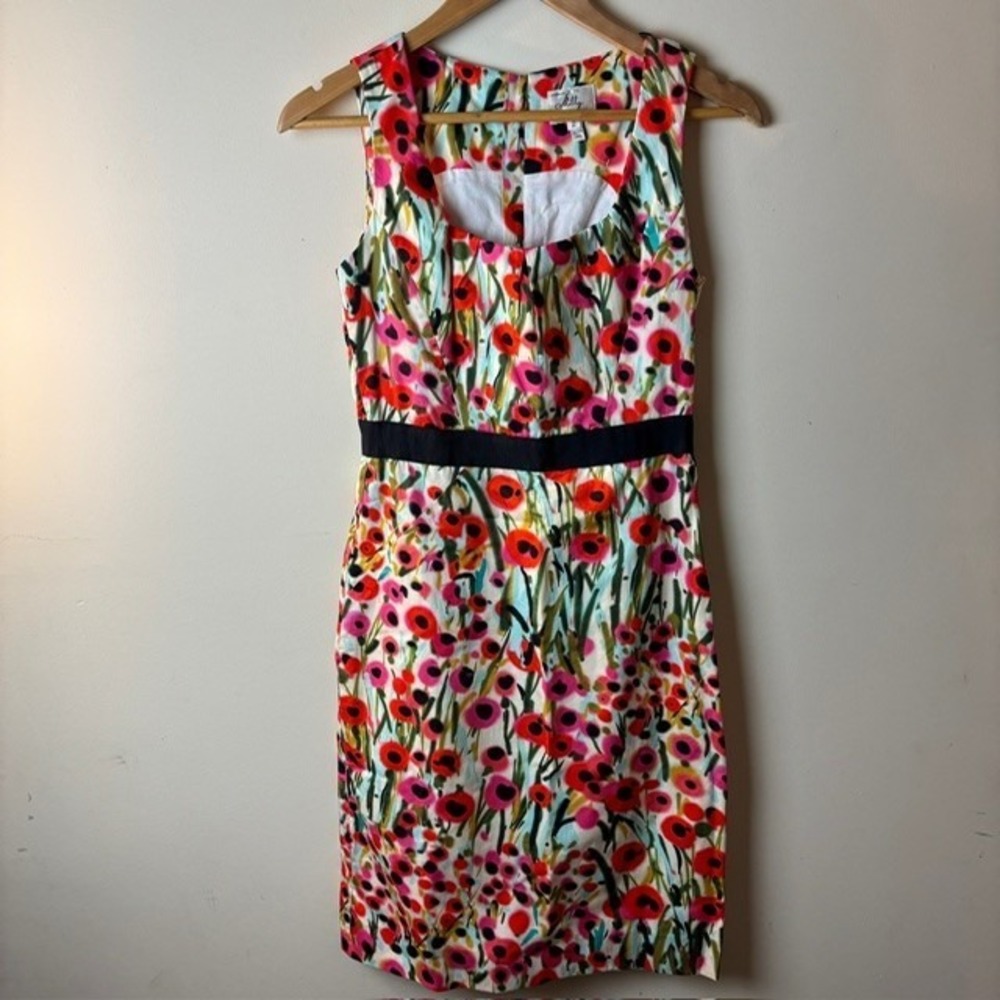 Womens 2 Milly Of New York Sheath Dress Multicolor Poppy Floral Knee-Length